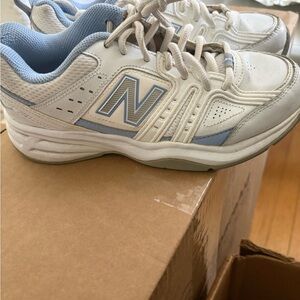 New Balance Light Blue and White Sneakers